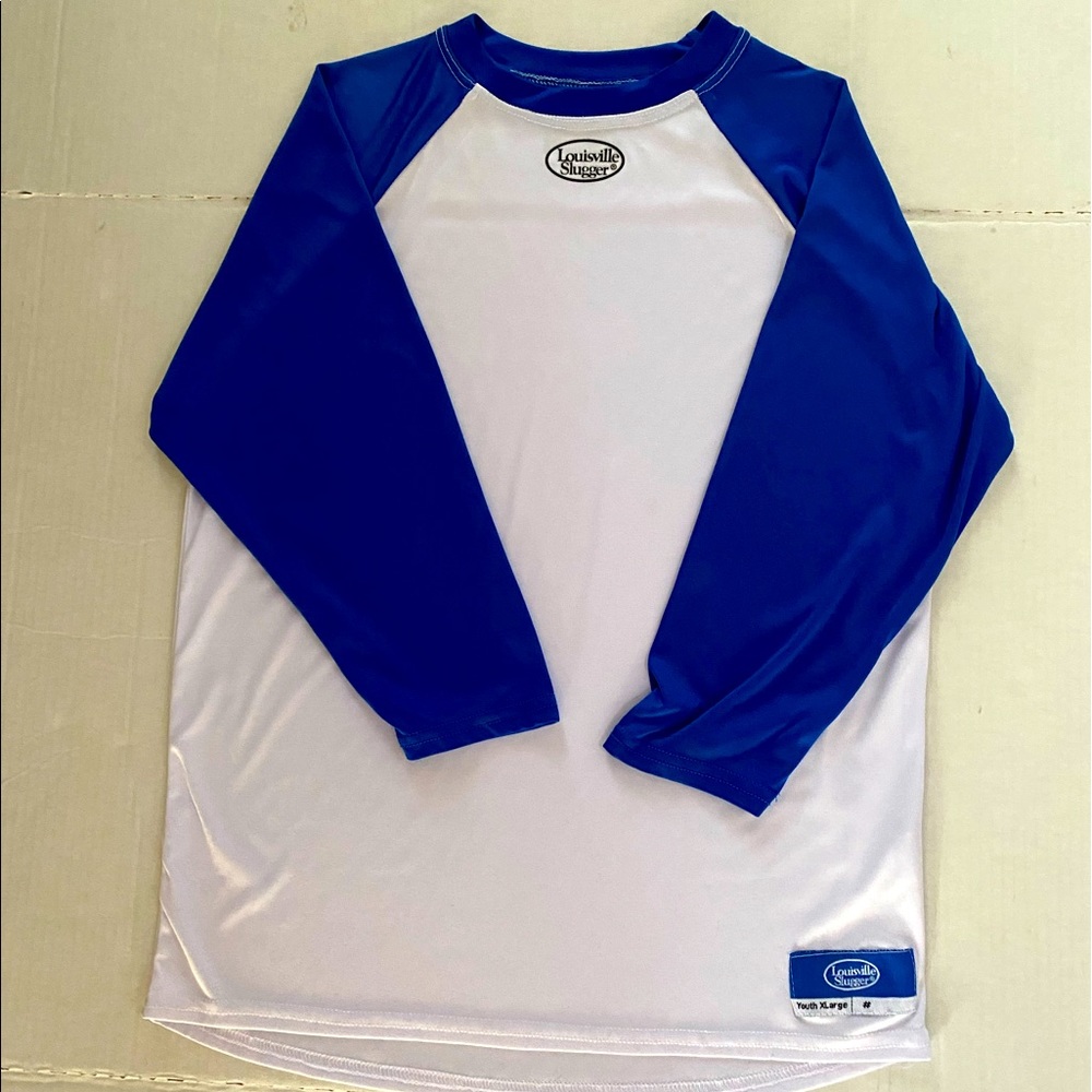 Louisville Slugger Youth Size XLarge Royal Blue/White 3/4 Sleeve Baseball Shirt